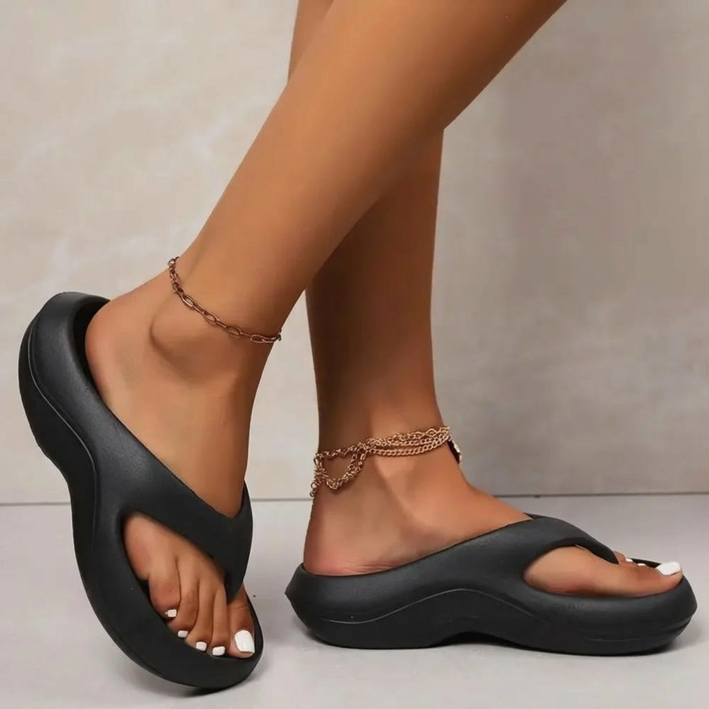 Bekväma flip-flops med tjock sula