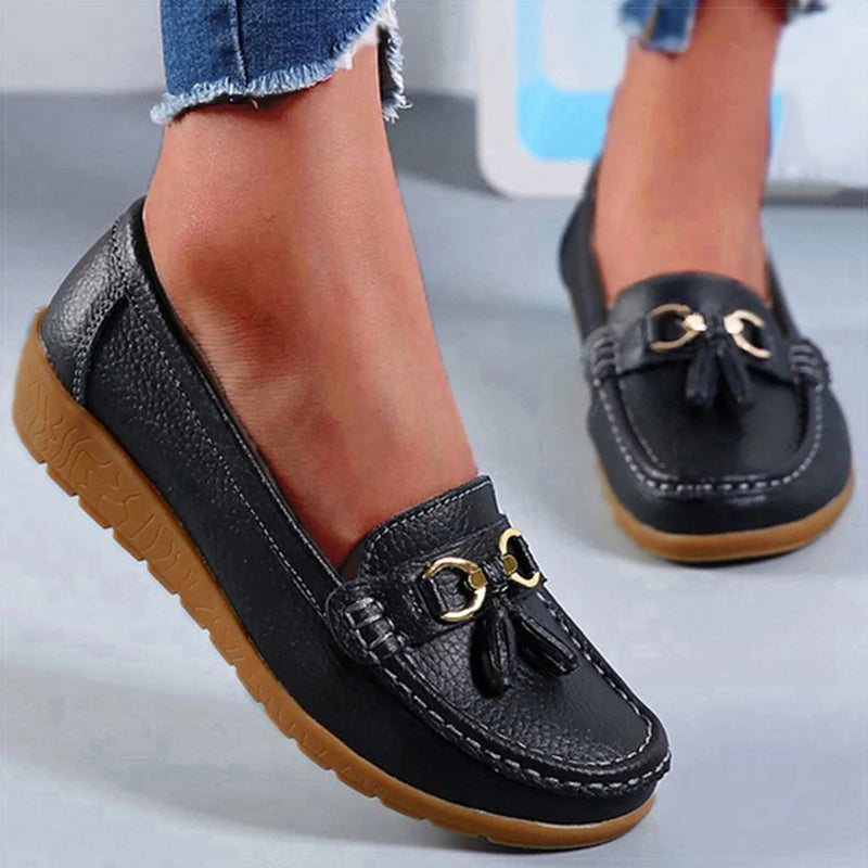 Dam bekväma loafers dekorativa
