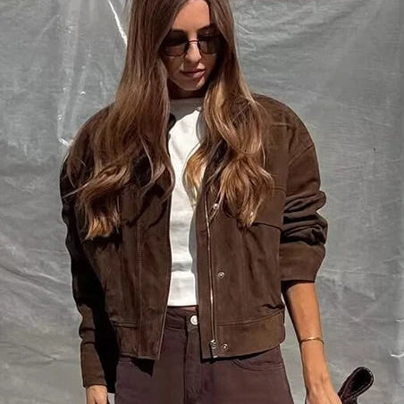 Dam mjuk mockajacka oversized sommar