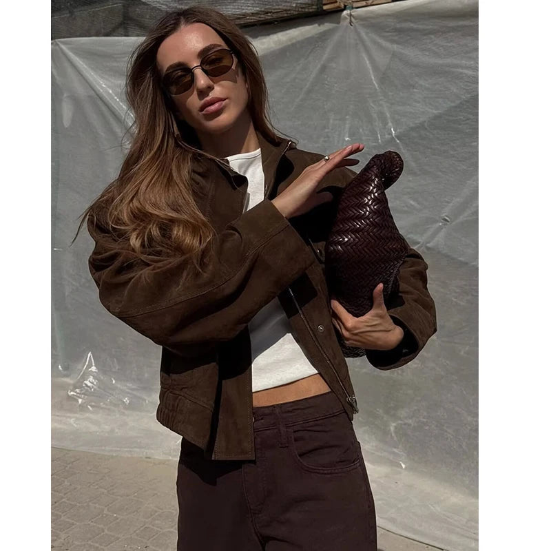 Dam mjuk mockajacka oversized sommar