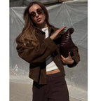 Dam mjuk mockajacka oversized sommar