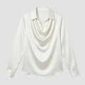 Dam satinblus draperad sommar