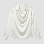 Dam satinblus draperad sommar