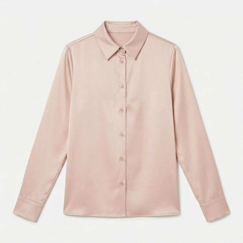 Dam satinblus draperad sommar