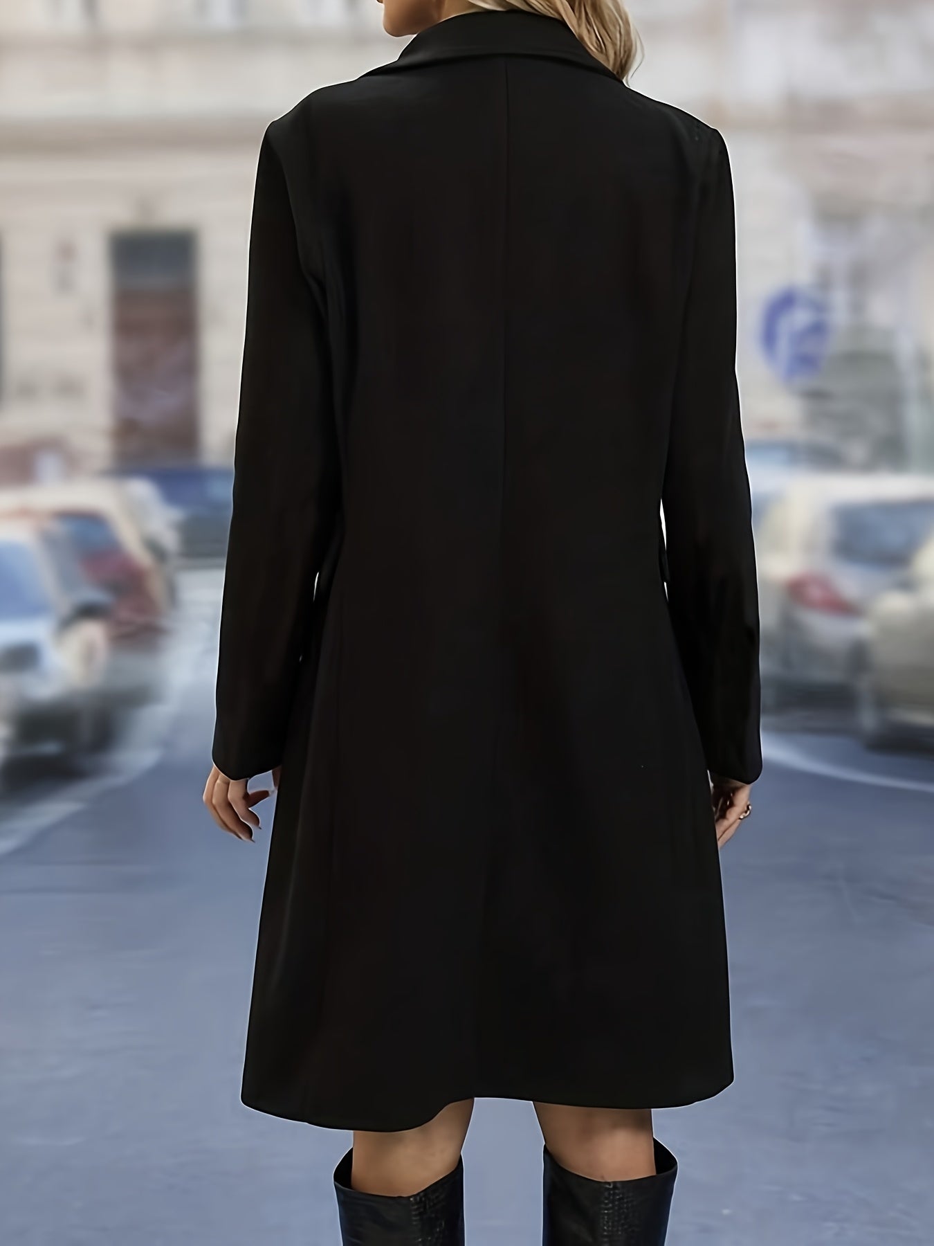 Elegant dubbelknäppt lång kappa