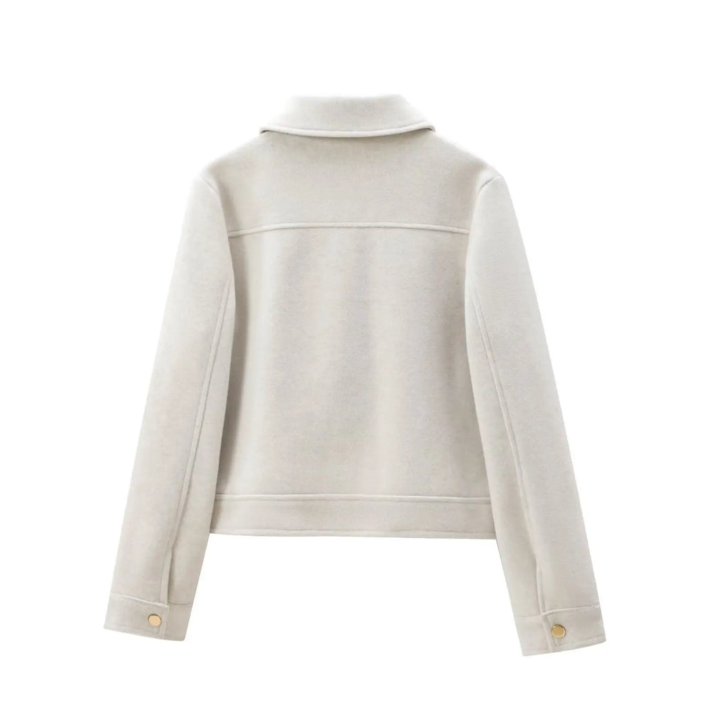 Elegant kort mockajacka med dragkedja