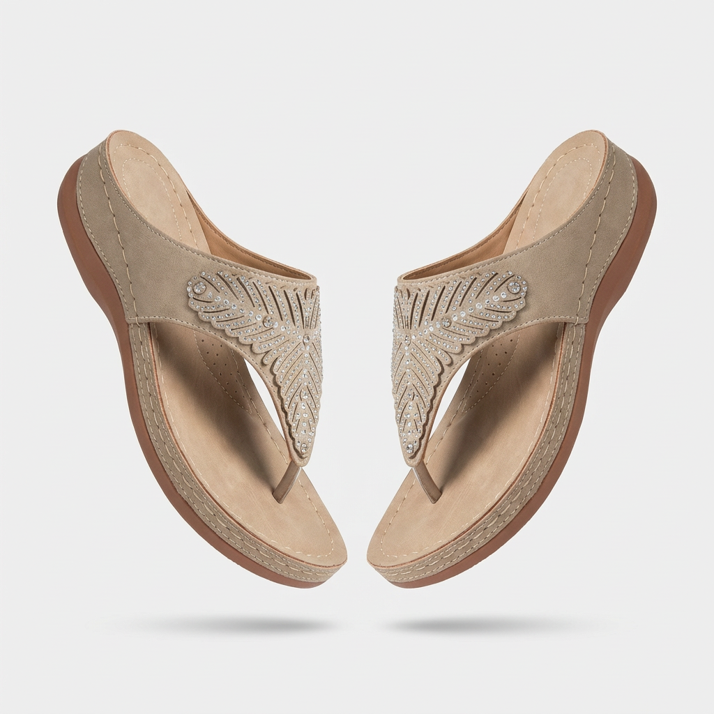 Dam flip-flops smyckad sommar