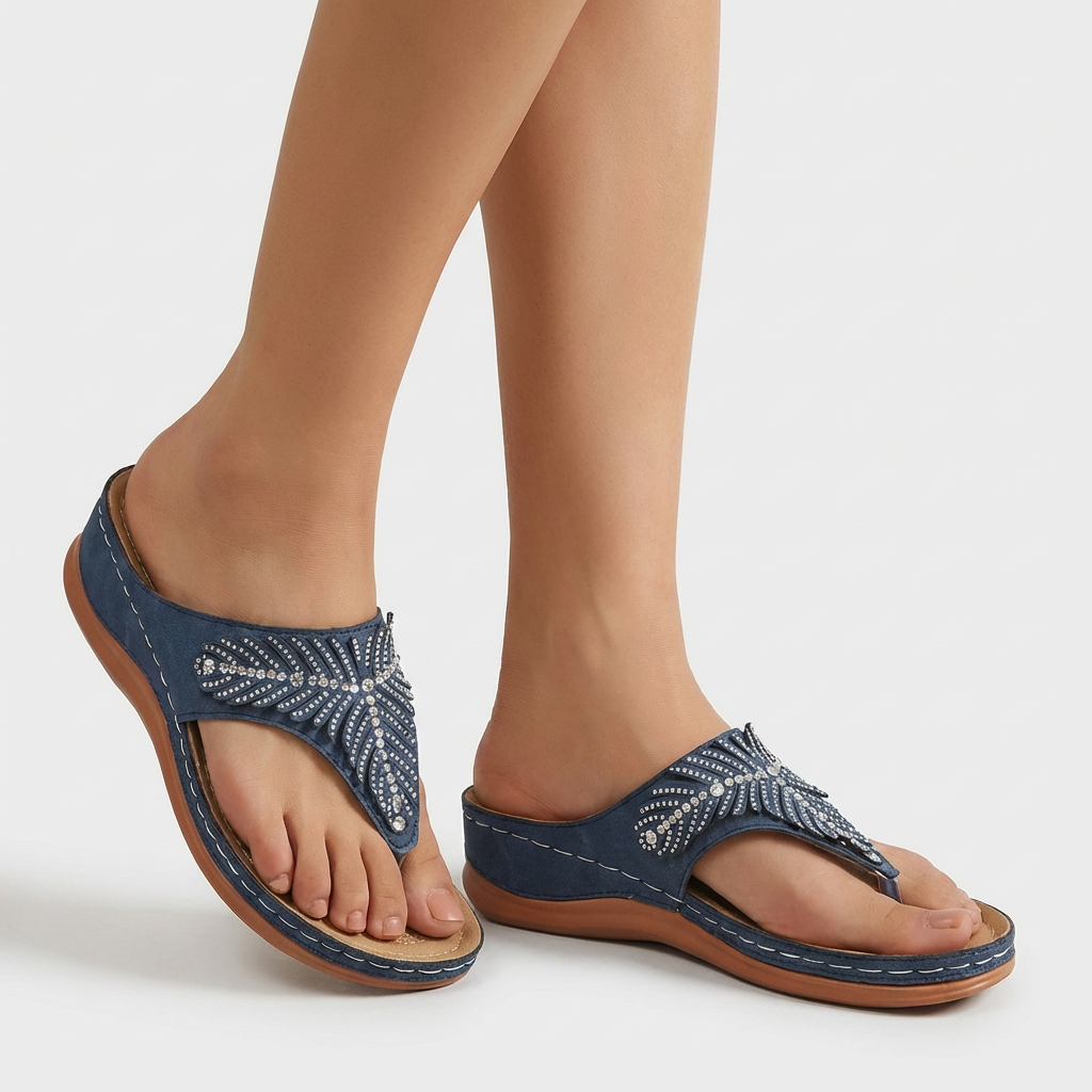 Dam flip-flops smyckad sommar
