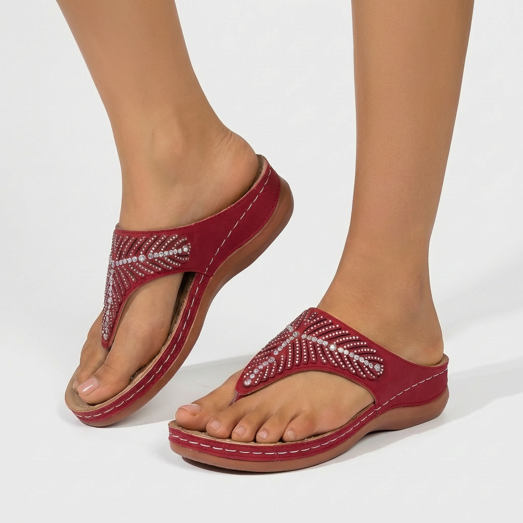 Dam flip-flops smyckad sommar