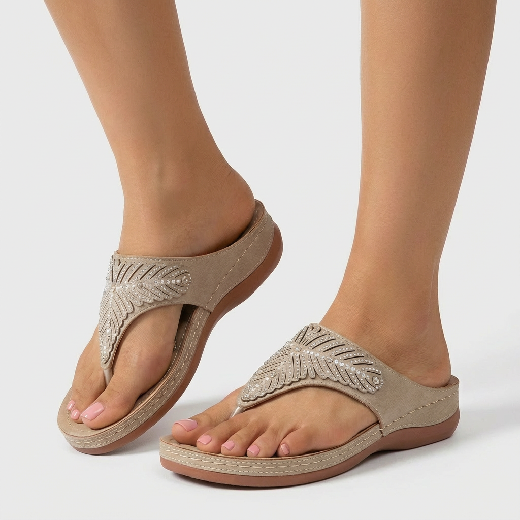 Dam flip-flops smyckad sommar