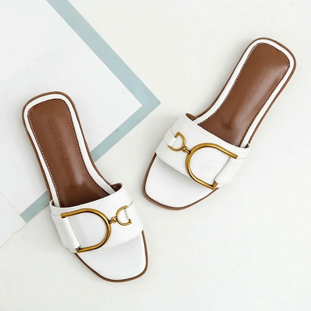 Eleganta slip-on-sandaler med fyrkantig tå