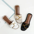 Eleganta slip-on-sandaler med fyrkantig tå