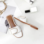 Eleganta slip-on-sandaler med fyrkantig tå