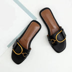 Eleganta slip-on-sandaler med fyrkantig tå