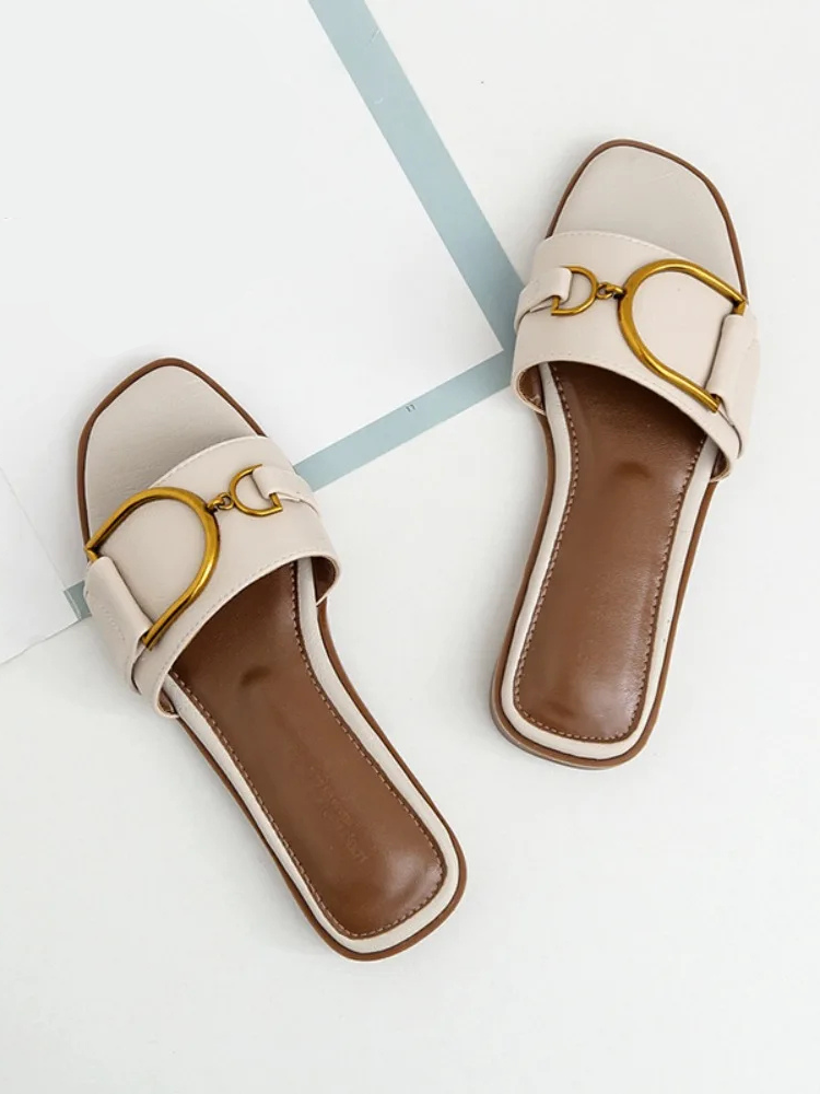 Eleganta slip-on-sandaler med fyrkantig tå