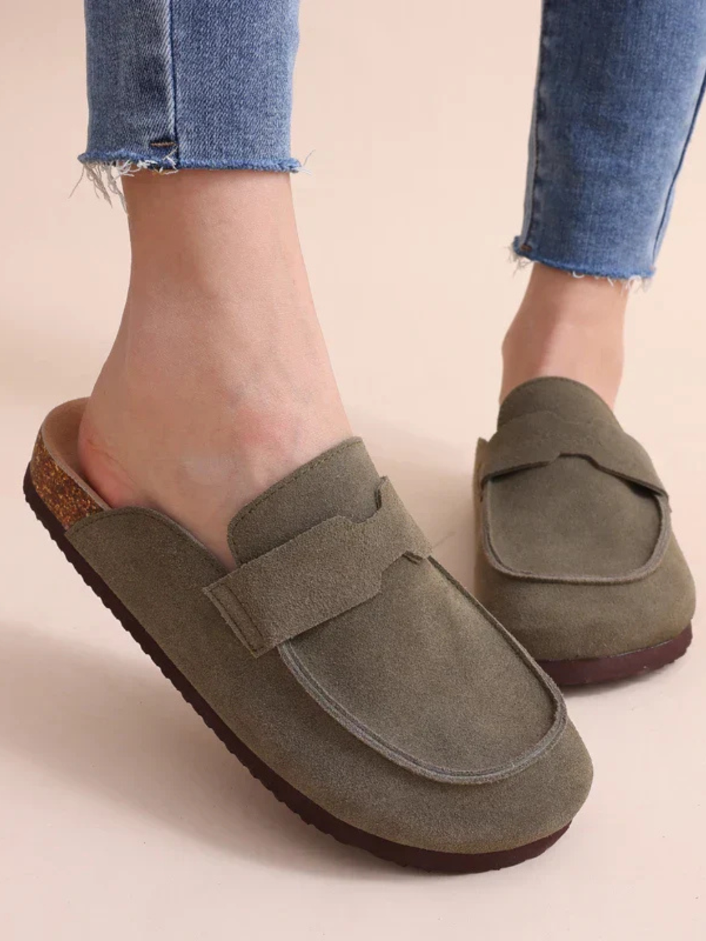 Mjuka mockaliknande mule loafers