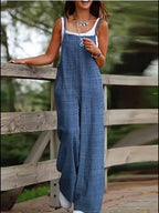 Bekväm jumpsuit med axelband för dam - Blue