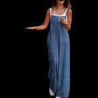 Mouwloze damesjumpsuit met jarretel, losse, casual zak, monochromatische zomer