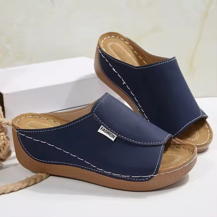Bekväm sandal med klack - Blue