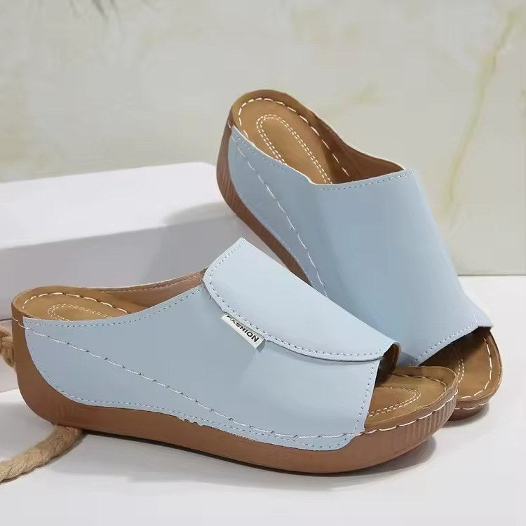 Bekväm sandal med klack - Light Blue