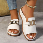 Casual fashion dikke zool sandalen dames nieuw model grote maat eenvoudige metalen gesp vismond coole slippers zomer slippers