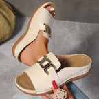 Casual fashion dikke zool sandalen dames nieuw model grote maat eenvoudige metalen gesp vismond coole slippers zomer slippers