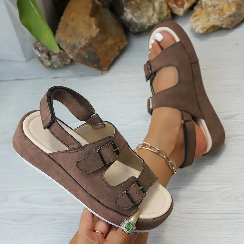 2026 Zomer Sandalen met gespsluiting voor dames, modieus, open teen, casual, nieuwe riemgespsandalen, Romeinse stijl, comfortabel, bestseller, platte sandalen