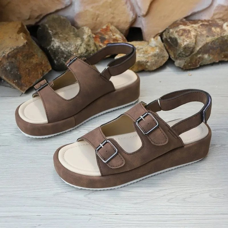 2026 Zomer Sandalen met gespsluiting voor dames, modieus, open teen, casual, nieuwe riemgespsandalen, Romeinse stijl, comfortabel, bestseller, platte sandalen