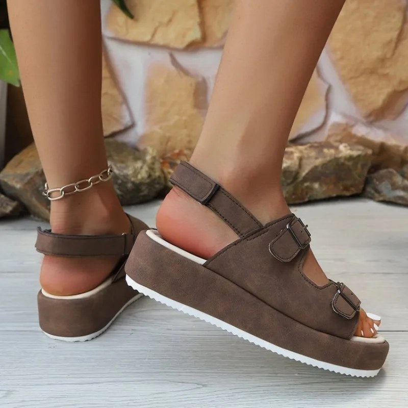2026 Zomer Sandalen met gespsluiting voor dames, modieus, open teen, casual, nieuwe riemgespsandalen, Romeinse stijl, comfortabel, bestseller, platte sandalen