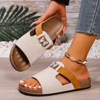 Platte Slippers Voor Vrouwen 2025, Nieuwe Luxe Mannen Indoor Bodem Antislip Kurk Slippers Dames Strand Outdoor Home Slippers Sandalen