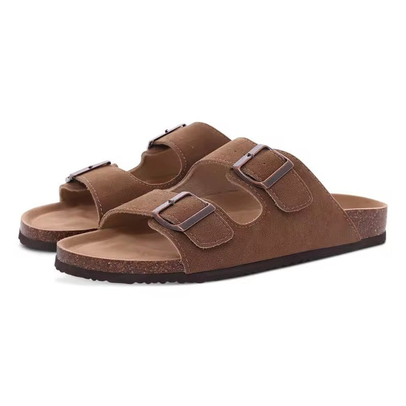 Dam bekväma sandal dam med dubbla spännen - Beige