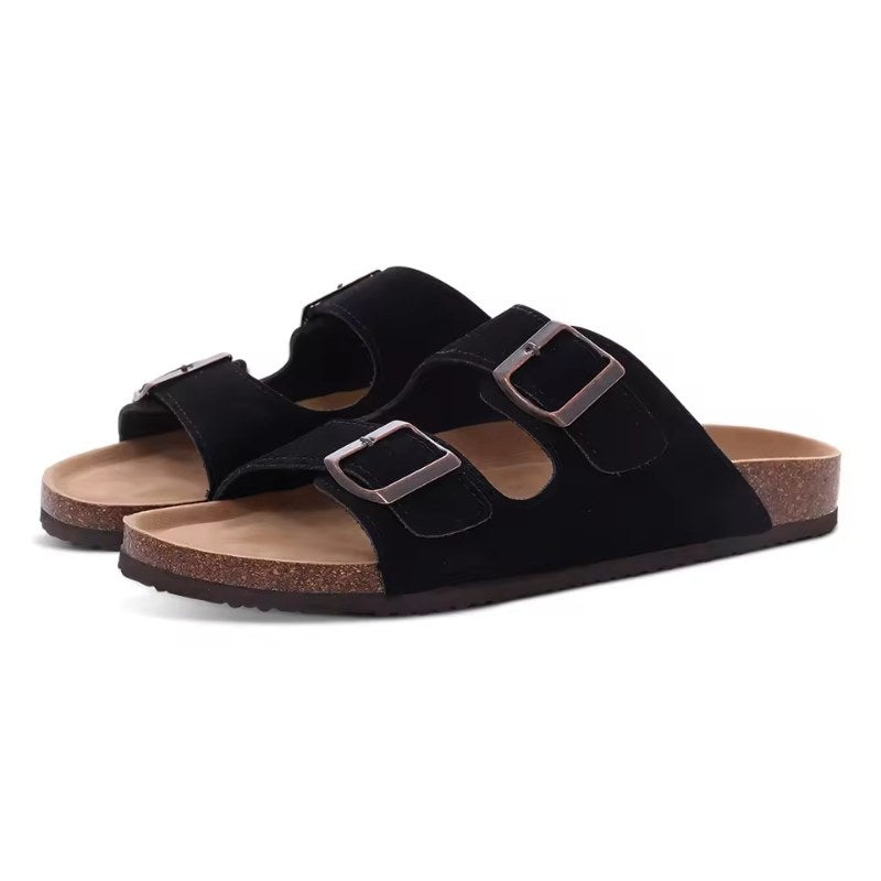 Dam bekväma sandal dam med dubbla spännen - Black