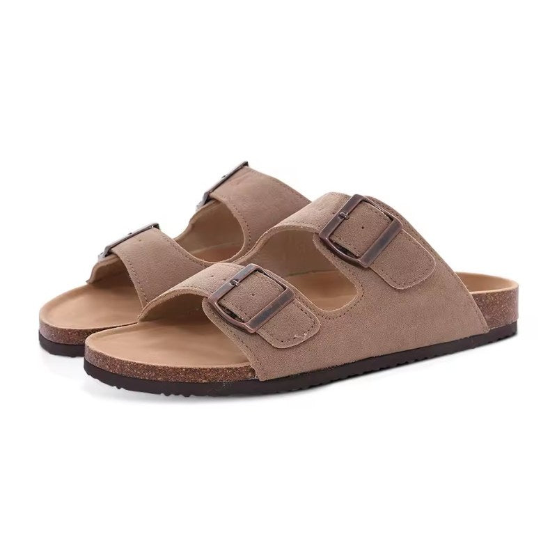 Dam bekväma sandal dam med dubbla spännen - Brown