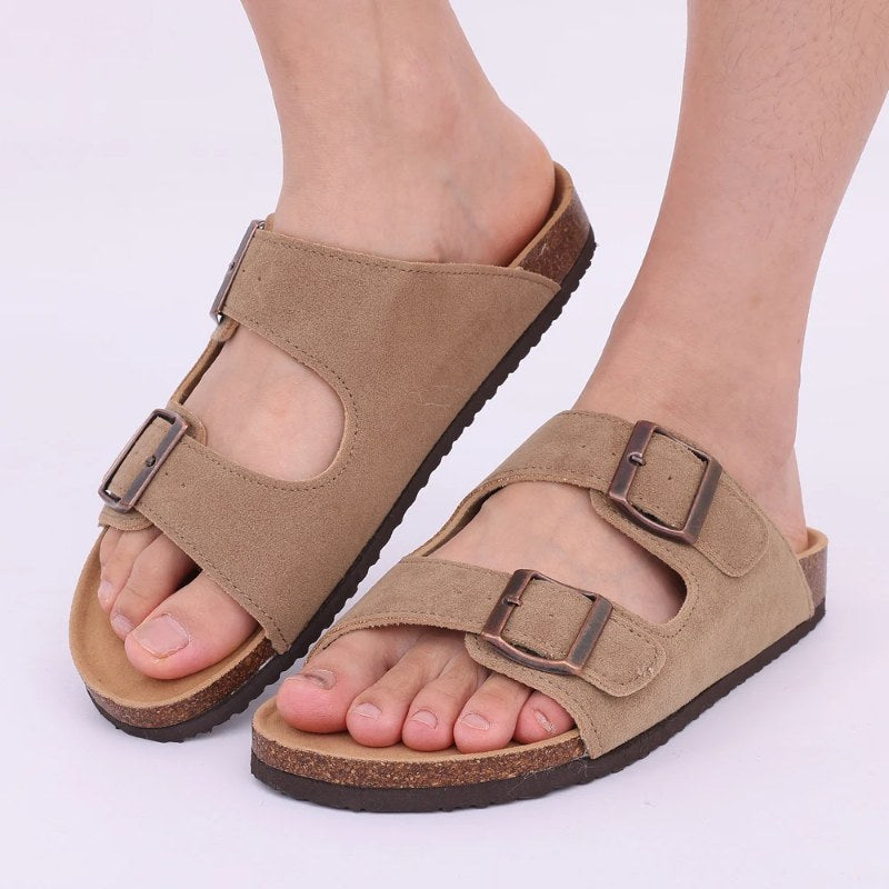 Bebely Zomer Vrouwen Klompen Dames Kurk Slippers Zachte Strand Sandalen Retro Muiltjes Met Verstelbare Gespen Unisex Huis Sandalen