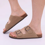 Bebely Zomer Vrouwen Klompen Dames Kurk Slippers Zachte Strand Sandalen Retro Muiltjes Met Verstelbare Gespen Unisex Huis Sandalen
