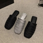 Designer Cover Toe Geweven Dames Muilezels Slippers Beknopte Slingback Slip-On Schoenen Lente Herfst Beknopte Zapatos De Mujer