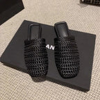 Designer Cover Toe Geweven Dames Muilezels Slippers Beknopte Slingback Slip-On Schoenen Lente Herfst Beknopte Zapatos De Mujer