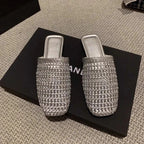 Designer Cover Toe Geweven Dames Muilezels Slippers Beknopte Slingback Slip-On Schoenen Lente Herfst Beknopte Zapatos De Mujer