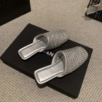 Designer Cover Toe Geweven Dames Muilezels Slippers Beknopte Slingback Slip-On Schoenen Lente Herfst Beknopte Zapatos De Mujer