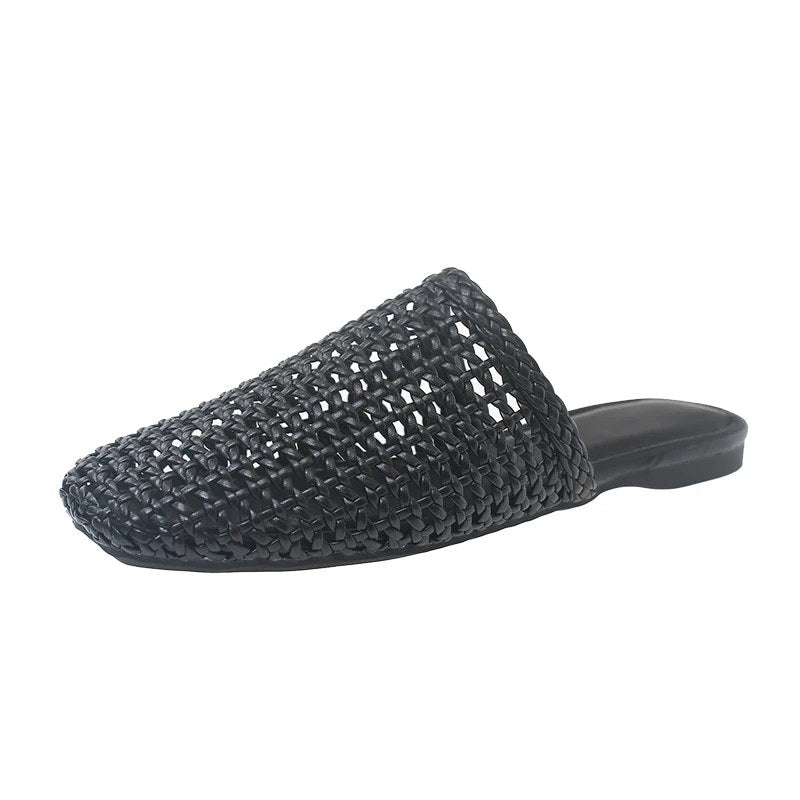 Designer Cover Toe Geweven Dames Muilezels Slippers Beknopte Slingback Slip-On Schoenen Lente Herfst Beknopte Zapatos De Mujer