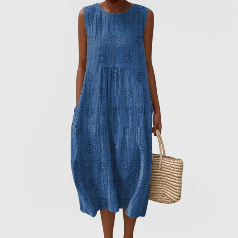 Elegant ärmlös festklänning i midilängd - Blue