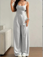 Dames Casual Halter Jumpsuit Lente en Zomer Dagelijks Effen Slim-Fit Ruglooze Mouwloze Jumpsuit Dames Vloerlengte Broek