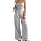 Elegant ärmlös jumpsuit med fyrkantig hals dam - Grey