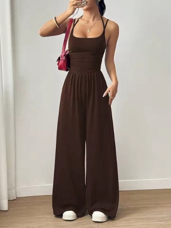 Elegant ärmlös maxiklänning dam - Brown