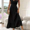 Elegant ärmlös omlottklänning maxilängd dam - Black