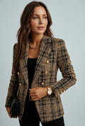 Elegant blazer dam dubbelknäppt tweed - Camel