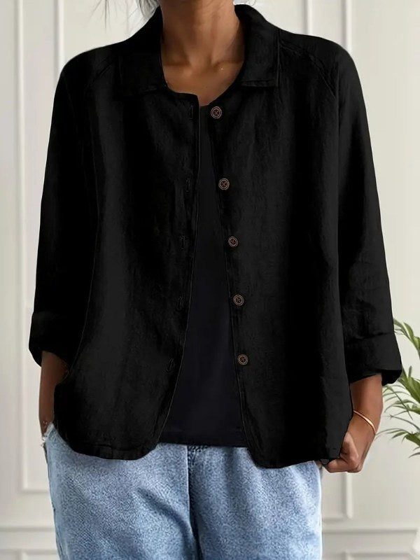 Elegant blazer dam långärmad med knappar - Black