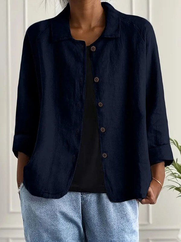 Elegant blazer dam långärmad med knappar - Blue