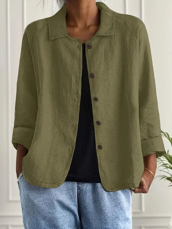 Elegant blazer dam långärmad med knappar - Olive