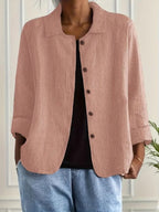 Elegant blazer dam långärmad med knappar - Pink